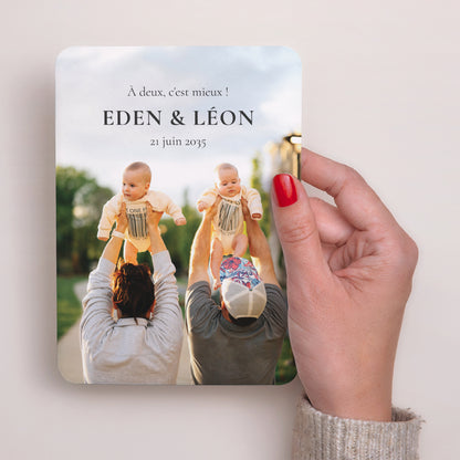 Faire-part Naissance Portrait, bords arrondis À Deux, c’est Mieux ! photo N° 2