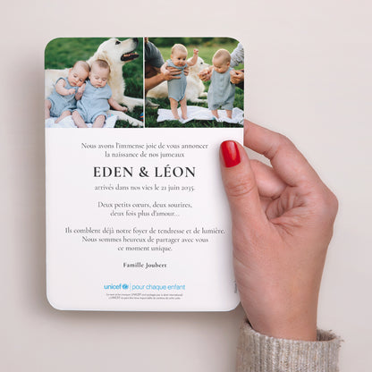 Faire-part Naissance Portrait, bords arrondis À Deux, c’est Mieux ! photo N° 3