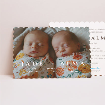 Faire-part Naissance Paysage, bords biscuit Duo d’Amour photo N° 1