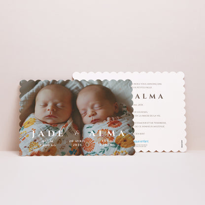 Faire-part Naissance Paysage, bords biscuit Duo d’Amour photo N° 2