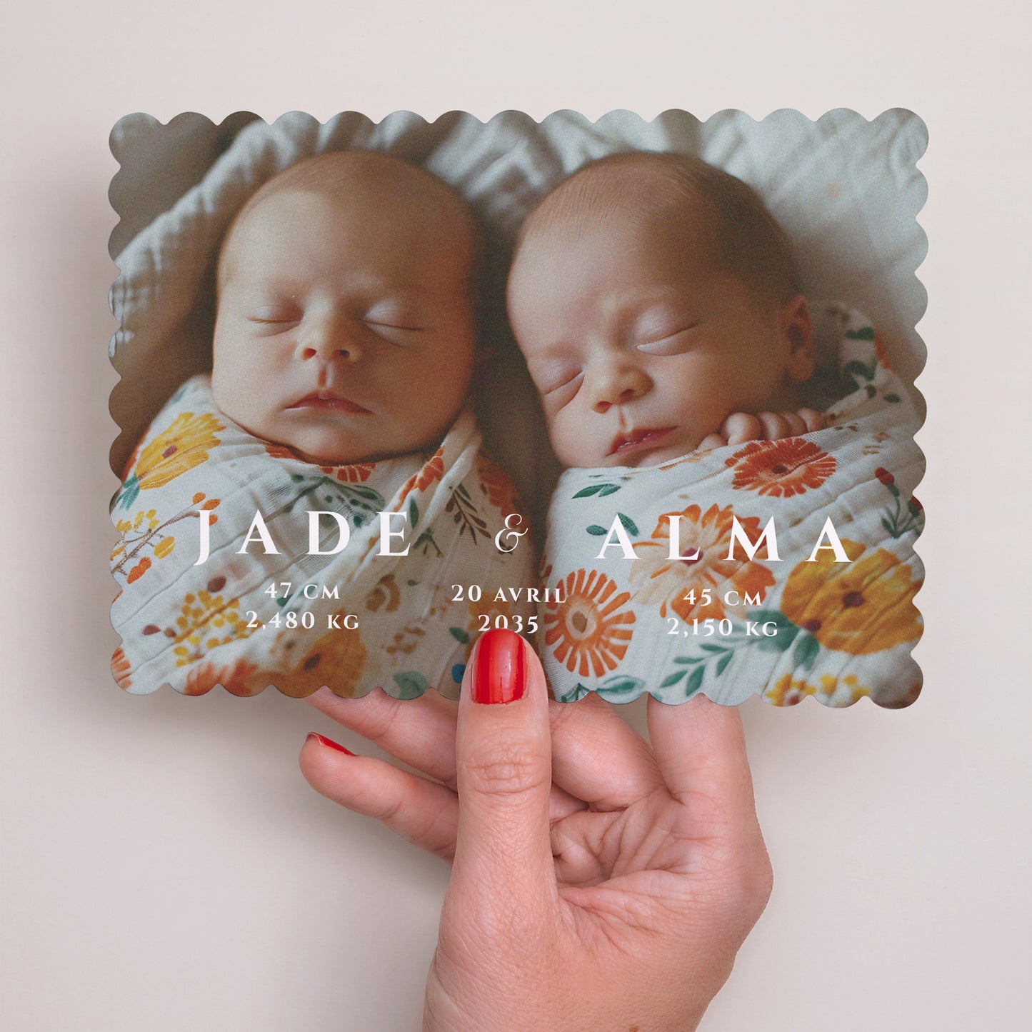 Faire-part Naissance Paysage, bords biscuit Duo d’Amour photo N° 3