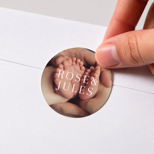 Sticker Naissance Rond Double Dose de Bonheur photo