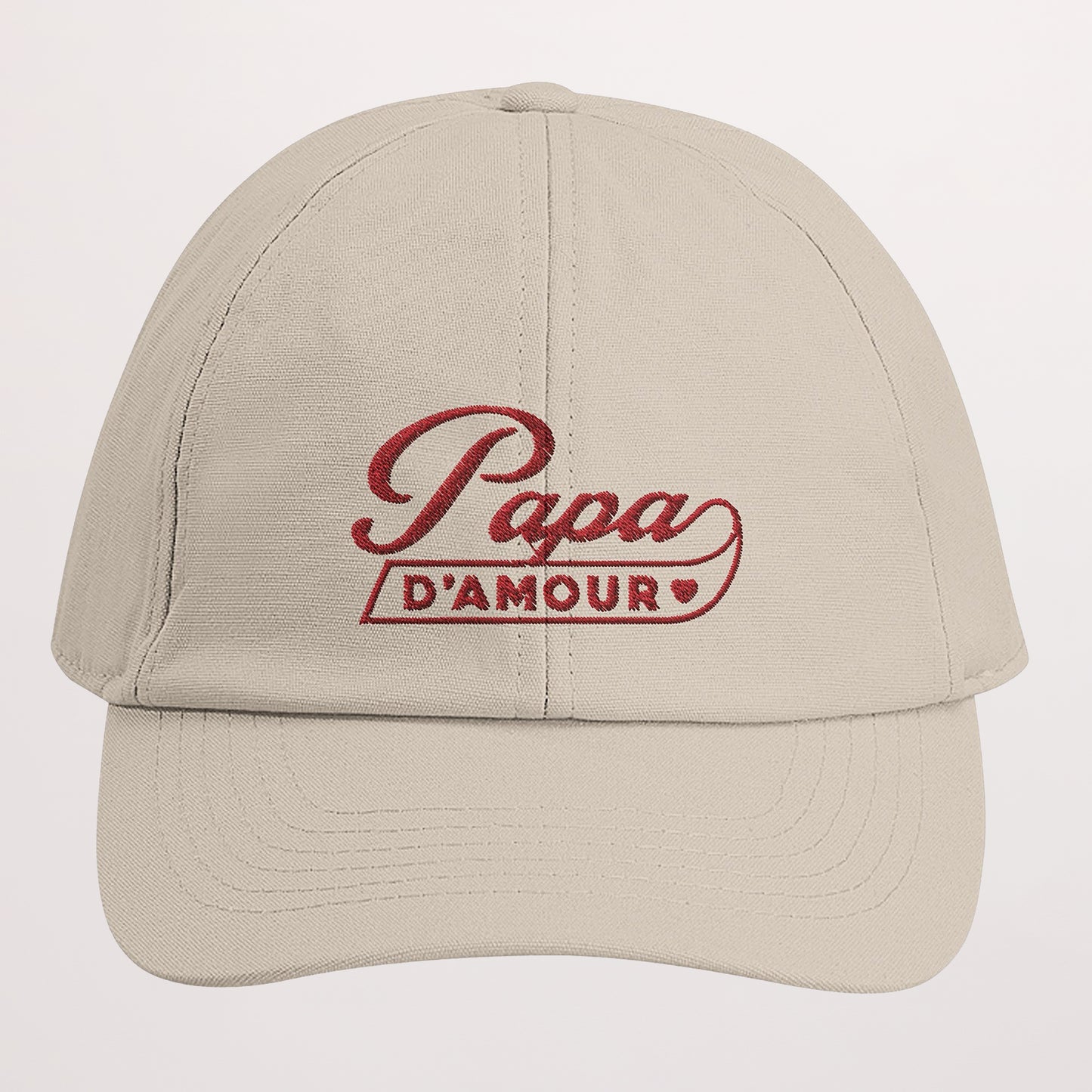 Casquette Brodée Beige Papa d'amour rouge photo N° 1