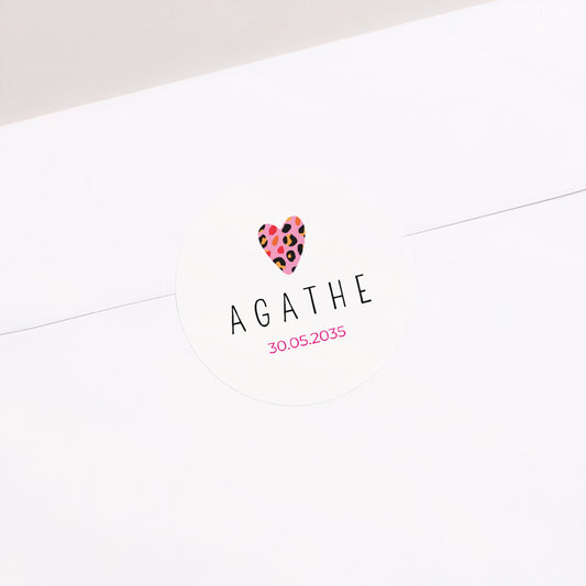 Sticker Naissance Rond Bébé Léopard photo