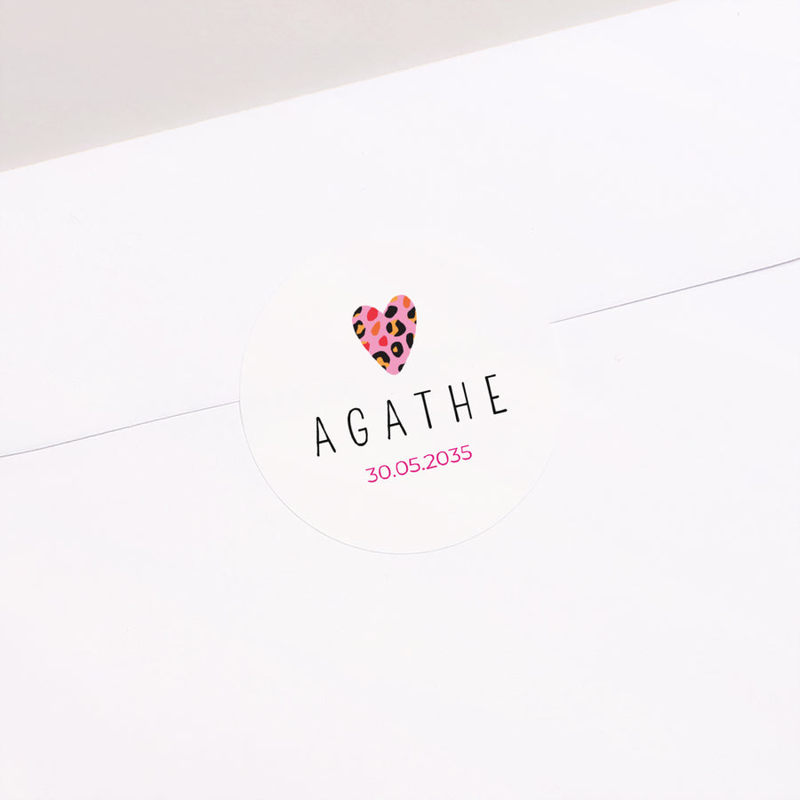 Sticker Naissance Rond Bébé Léopard photo