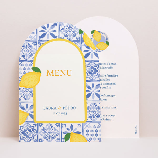 Menu Mariage Arche Azulejo d’amour photo
