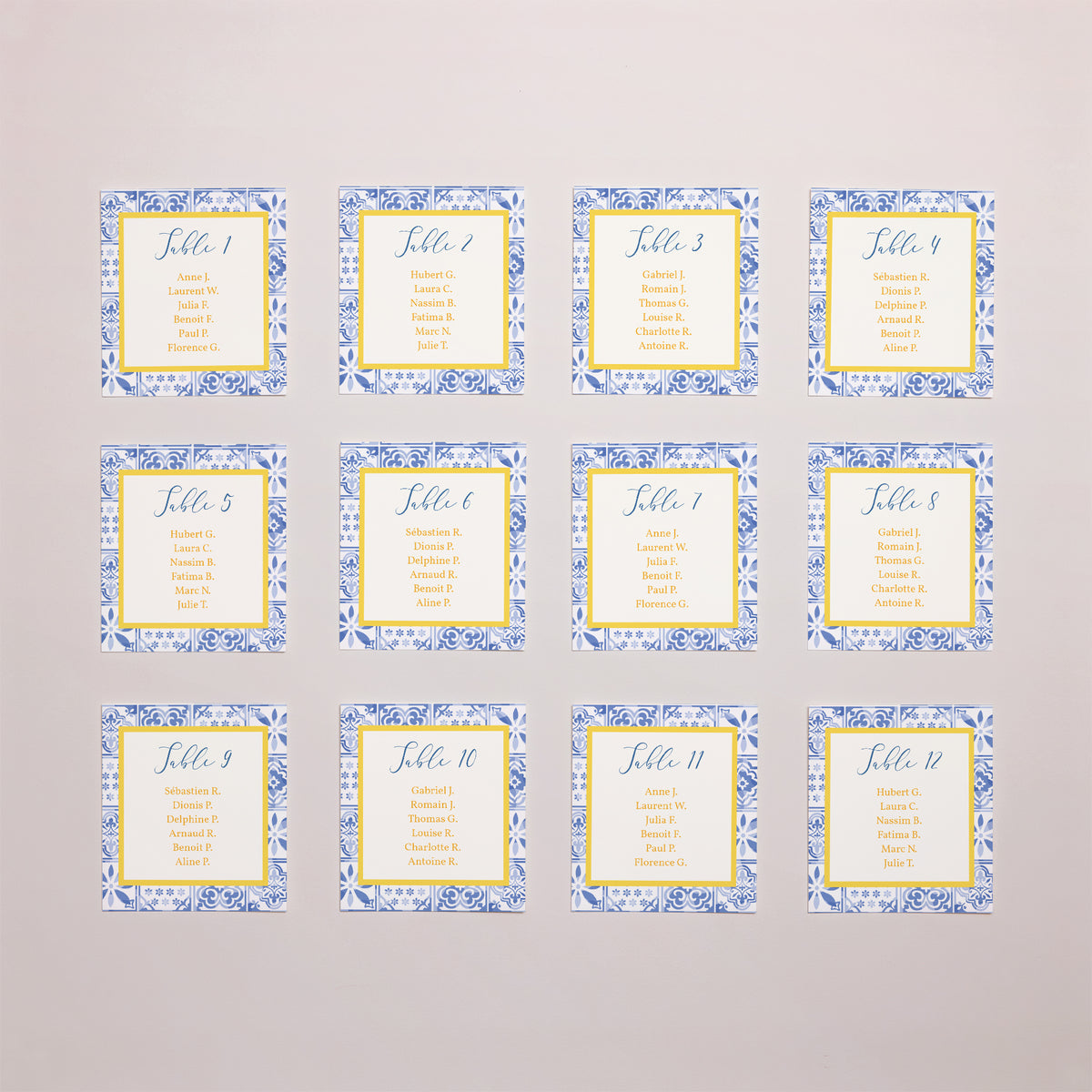 Plan de table Mariage Lot de 12 Azulejo d’amour photo N° 1