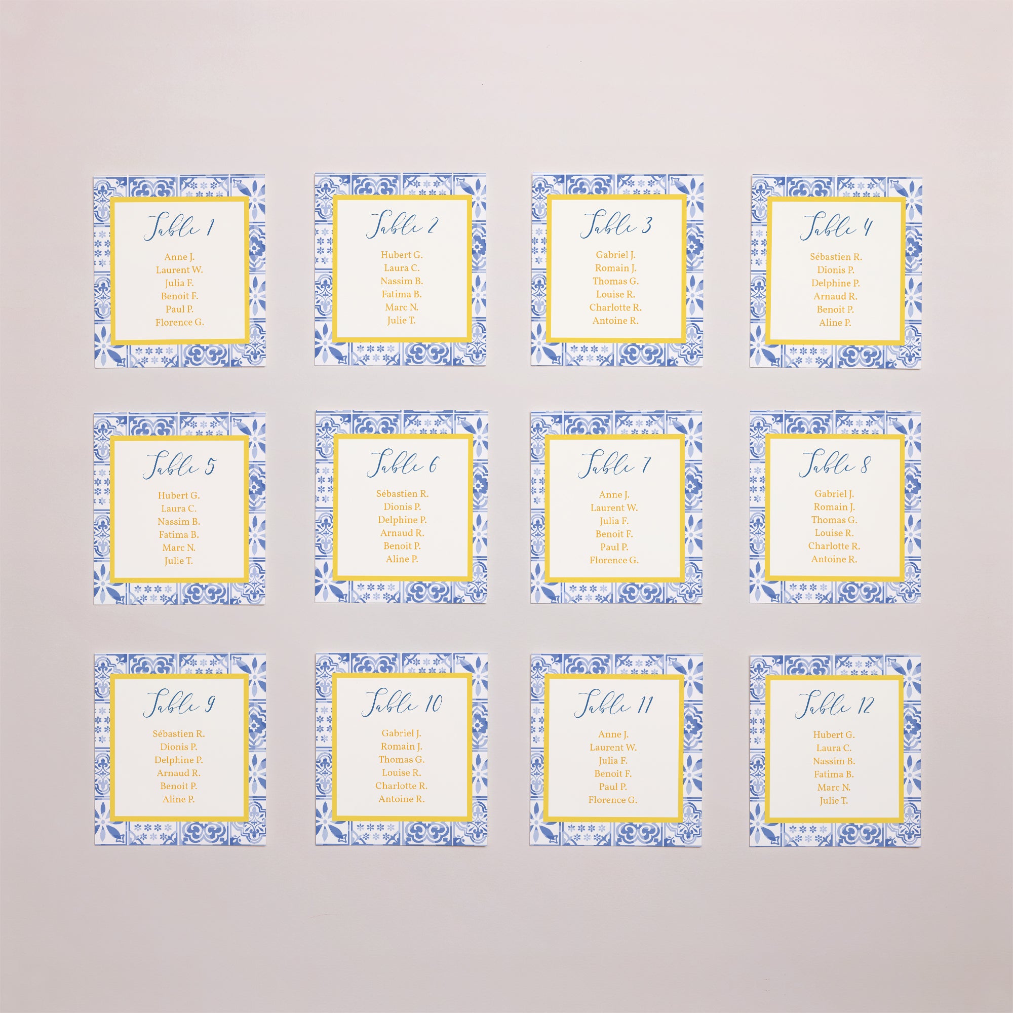 Plan de table Mariage Lot de 12 Azulejo d’amour photo N° 1