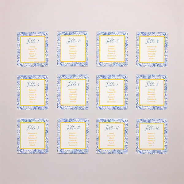 Plan de table Mariage Lot de 12 Azulejo d’amour photo
