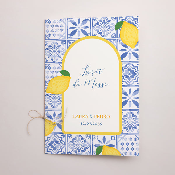 Livret de messe Mariage Double volet Azulejo d’amour photo
