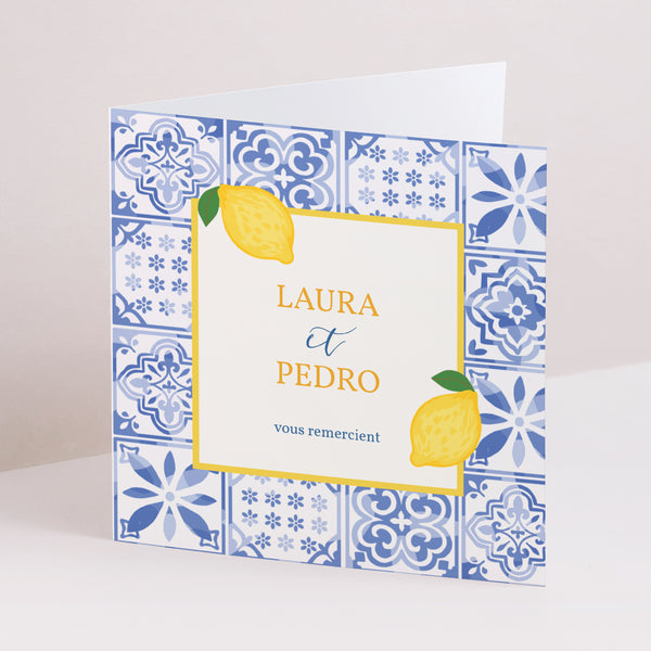 Remerciements Mariage Carré double volet Azulejo d’amour photo