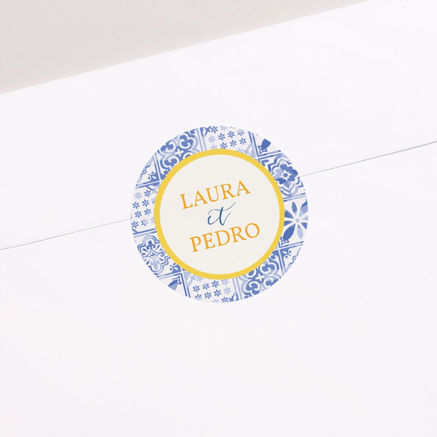 Sticker Mariage Rond Azulejo d’amour photo N° 1