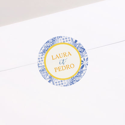 Sticker Mariage Rond Azulejo d’amour photo N° 1
