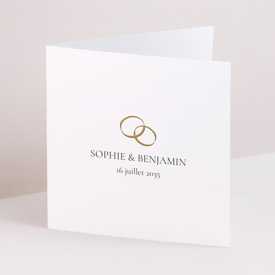 Faire-part Mariage Carré double volet Serment d’Or photo