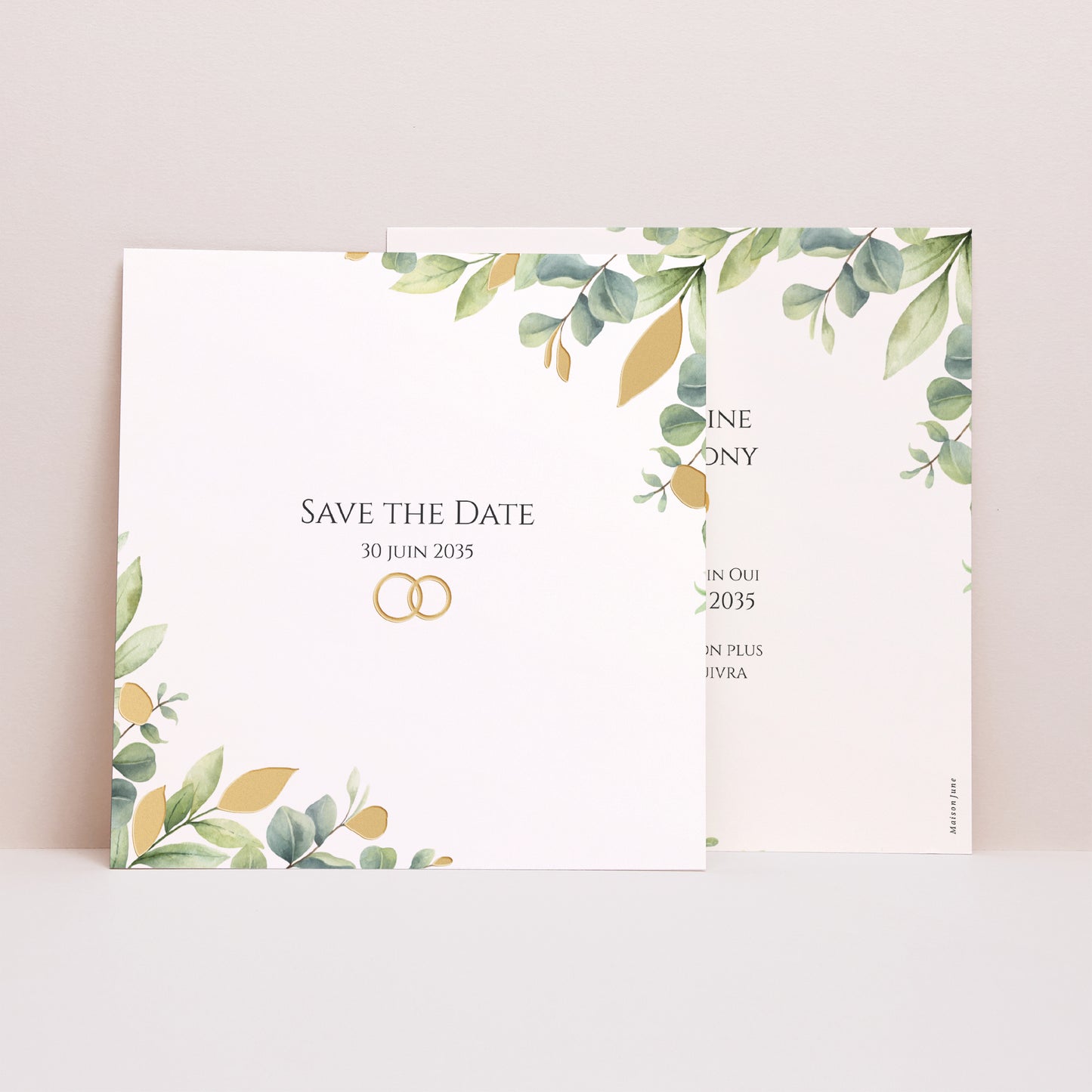 Save the date Mariage Carré Sous l’Éclat des Feuilles photo N° 1