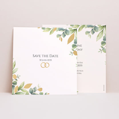 Save the date Mariage Carré Sous l’Éclat des Feuilles photo N° 1