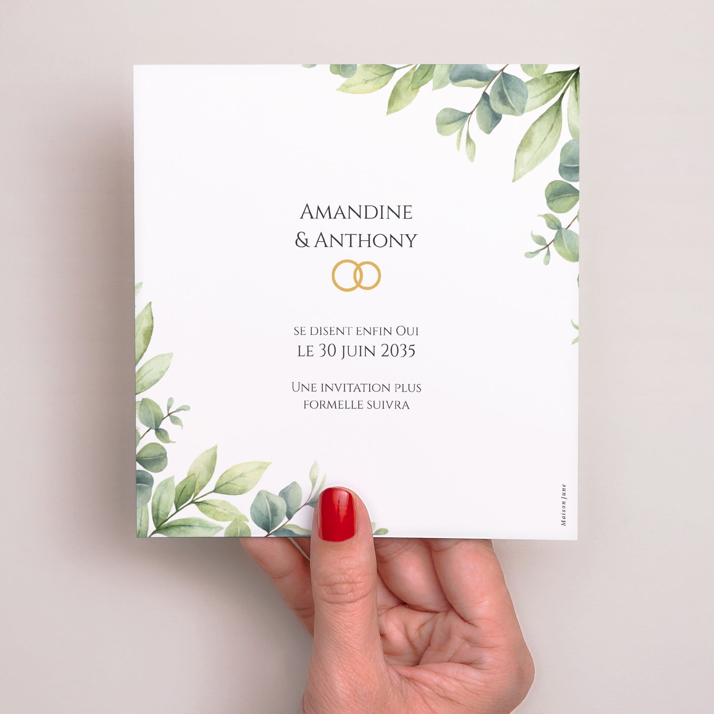 Save the date Mariage Carré Sous l’Éclat des Feuilles photo N° 3