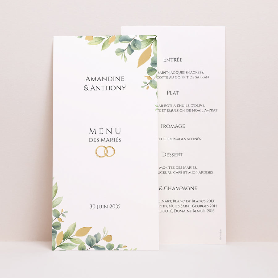 Menu Mariage Panoramique portrait Sous l’Éclat des Feuilles photo