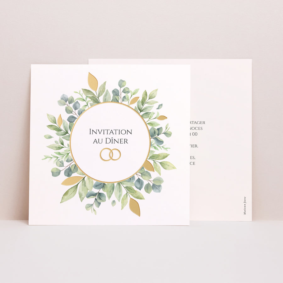 Invitations Mariage Simple carré Sous l’Éclat des Feuilles photo