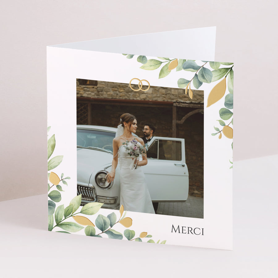 Remerciements Mariage Carré double volet Sous l’Éclat des Feuilles photo