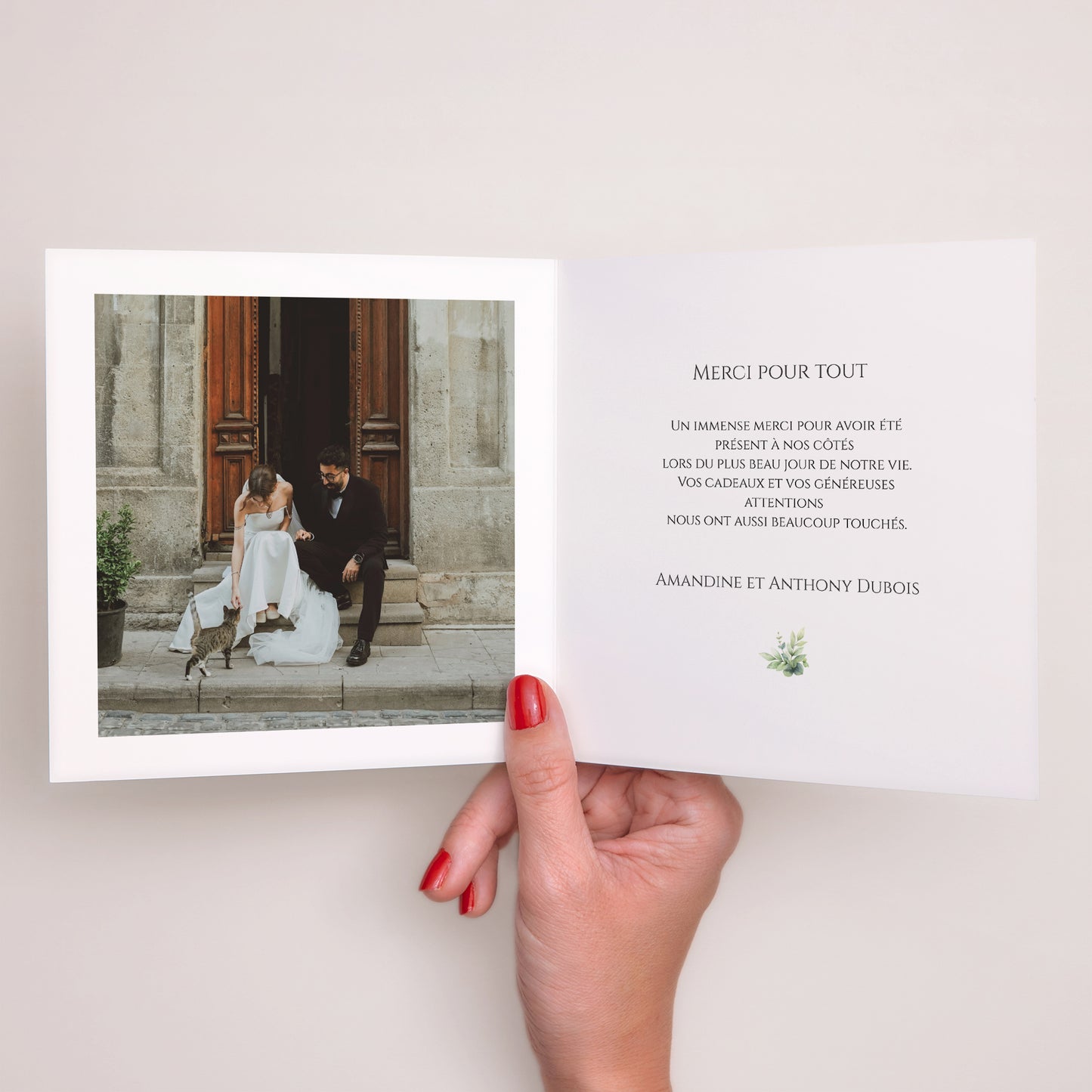 Remerciements Mariage Carré double volet Sous l’Éclat des Feuilles photo N° 2