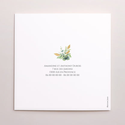 Remerciements Mariage Carré double volet Sous l’Éclat des Feuilles photo N° 3