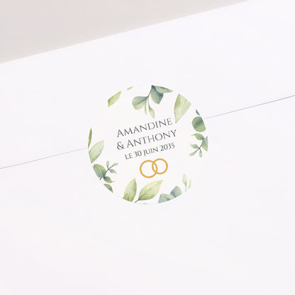 Sticker Mariage Rond Sous l’Éclat des Feuilles photo N° 1