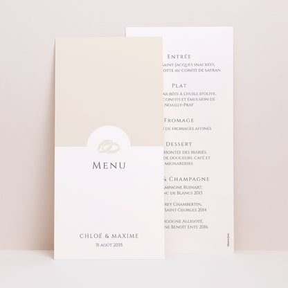 Menu Mariage Panoramique portrait Douce Harmonie photo N° 1