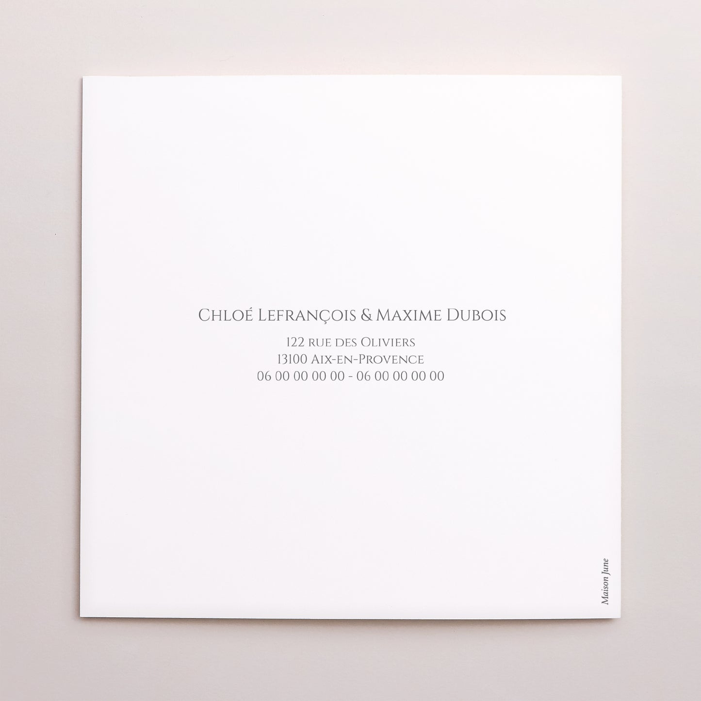 Faire-part Mariage Carré double volet Douce Harmonie photo N° 3