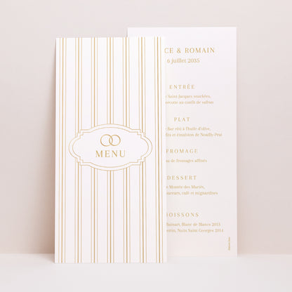 Menu Mariage Panoramique portrait Les Rayures Chics photo N° 1