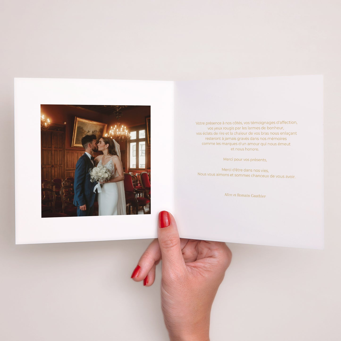 Remerciements Mariage Carré double volet Les Rayures Chics photo N° 2