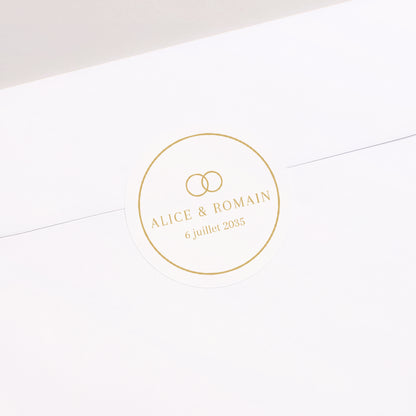 Sticker Mariage Rond Les Rayures Chics photo N° 1