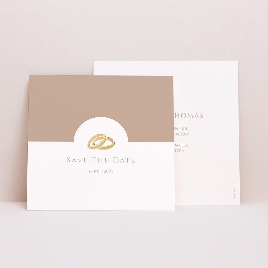 Save the date Mariage Carré Douce Harmonie Dorée photo
