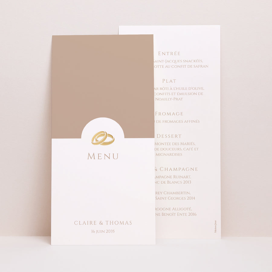 Menu Mariage Panoramique portrait Douce Harmonie Dorée photo