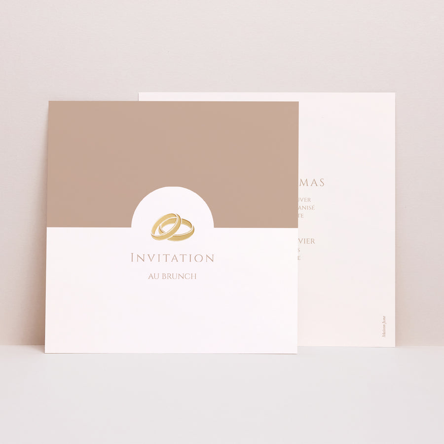 Invitations Mariage Simple carré Douce Harmonie Dorée photo