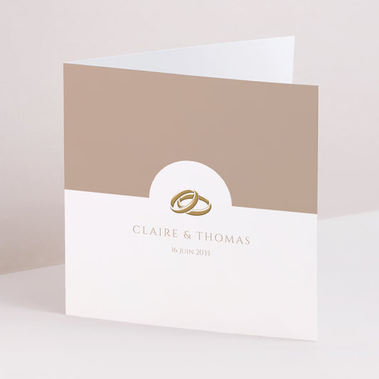 Faire-part Mariage Carré double volet Douce Harmonie Dorée photo