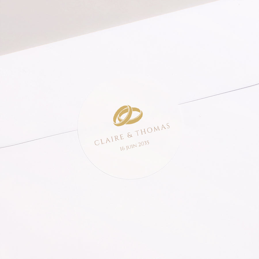 Sticker Mariage Rond Douce Harmonie Dorée photo