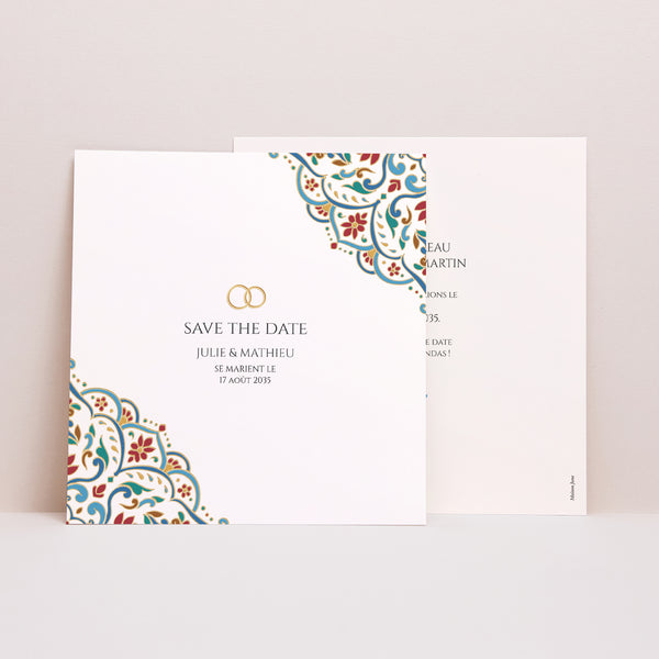 Save the date Mariage Carré Amour d’Orient photo