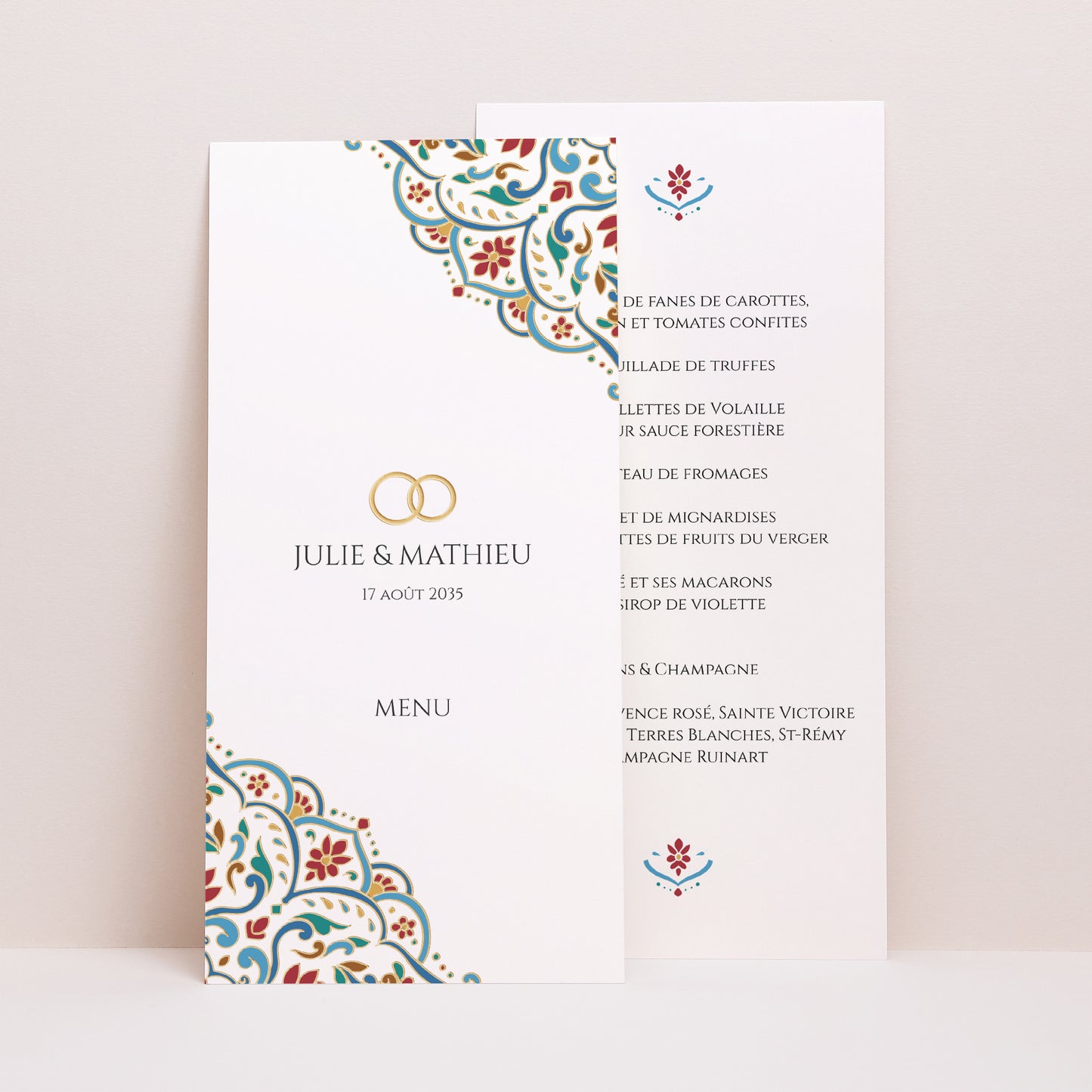 Menu Mariage Panoramique portrait Amour d’Orient photo N° 1