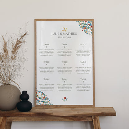 Plan de table Mariage Portrait 60 x 90 cm Amour d’Orient photo N° 2