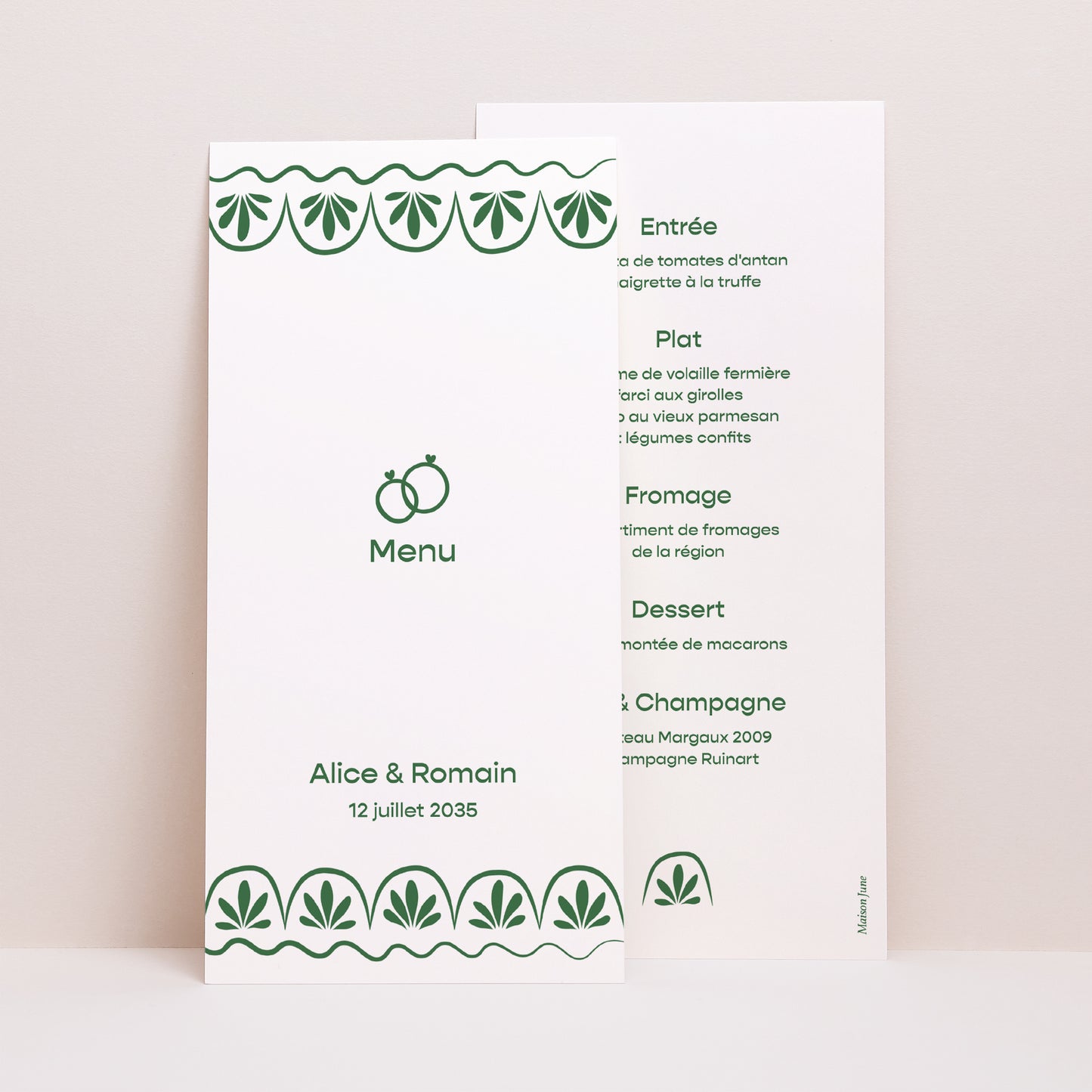 Menu Mariage Panoramique portrait Noces Botaniques photo N° 1