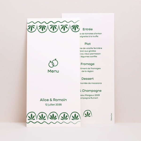 Menu Mariage Panoramique portrait Noces Botaniques photo