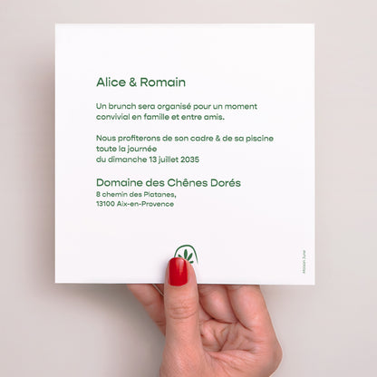 Invitations Mariage Simple carré Noces Botaniques photo N° 3