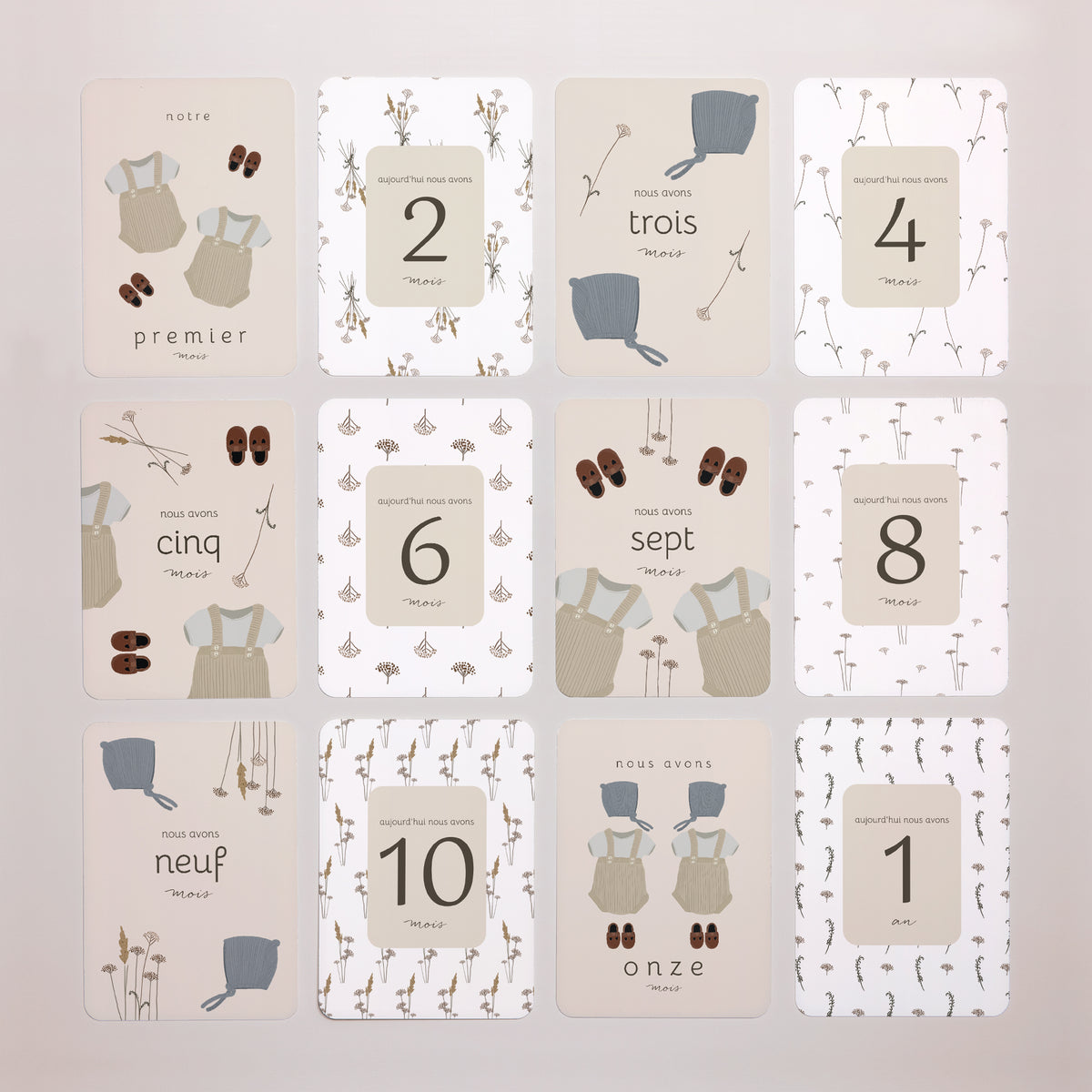 Carte étape bébé Naissance Lot de 12 Team Jumeaux photo N° 3