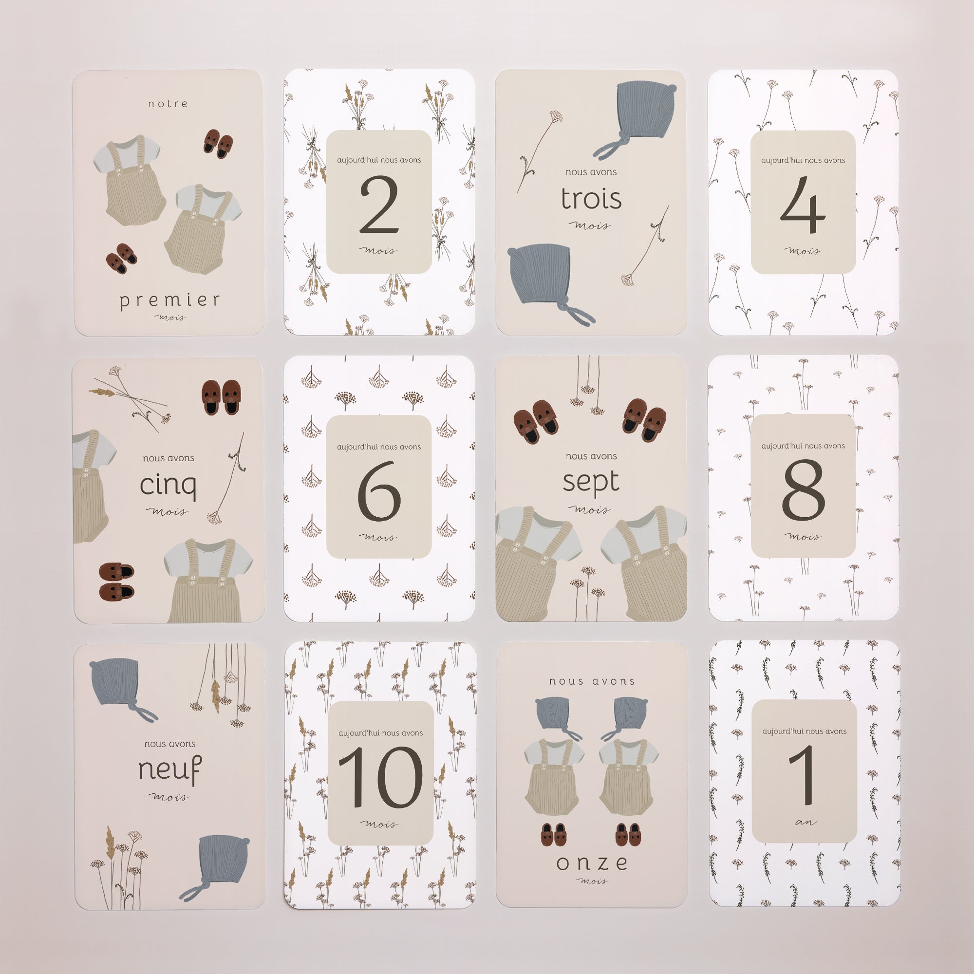 Carte étape bébé Naissance Lot de 12 Team Jumeaux photo N° 3