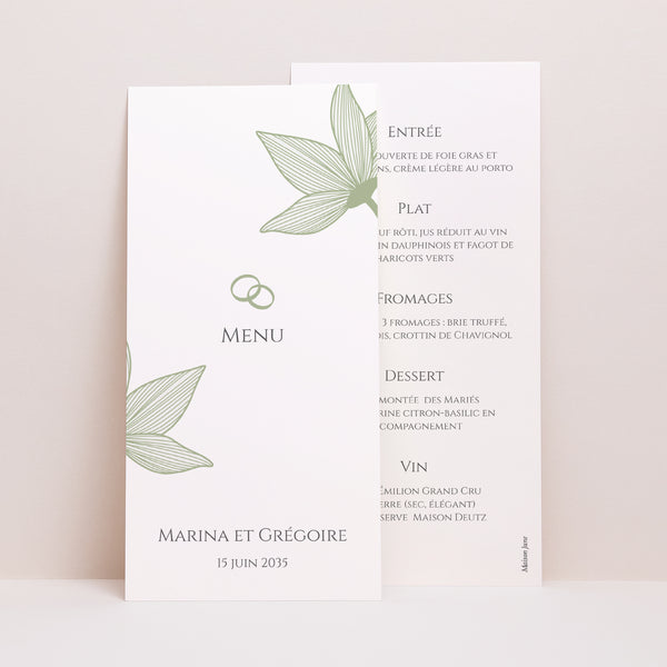 Menu Mariage Panoramique portrait Fleurs d’Élégance photo