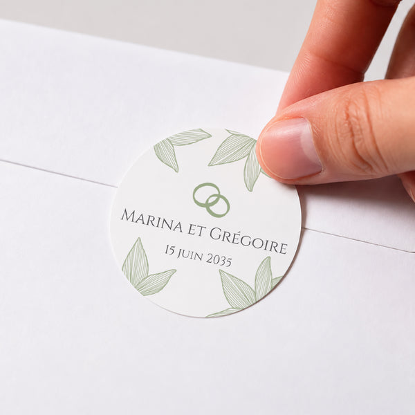 Sticker Mariage Rond Fleurs d’Élégance photo