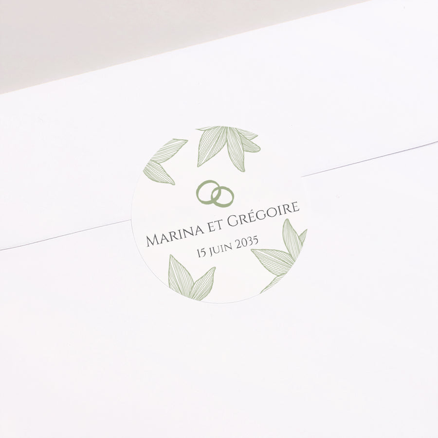 Sticker Mariage Rond Fleurs d’Élégance photo