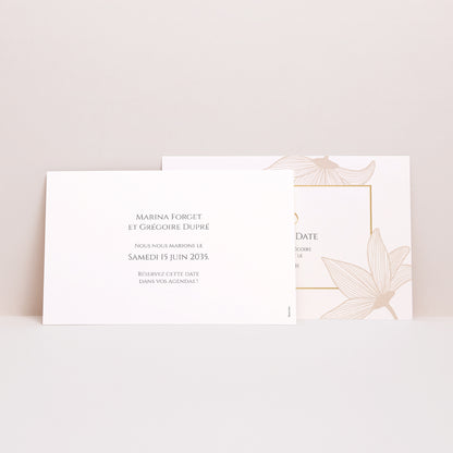 Save the date Mariage Paysage Fleurs d'Élégance Doré photo N° 2