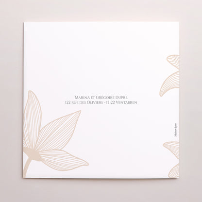 Remerciements Mariage Carré double volet Fleurs d'Élégance Doré photo N° 3